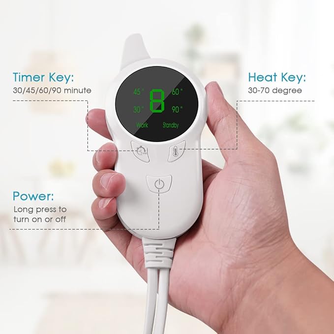 ACWOO Elektrisk Värmedyna 9 Värmenivåer - Timer & Automatisk Avstängning 30x60cm