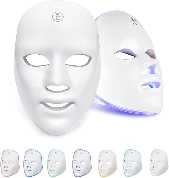7-Färgad LED-Ansiktsmask - Ljusterapimask för Hudvård och Anti-Aging