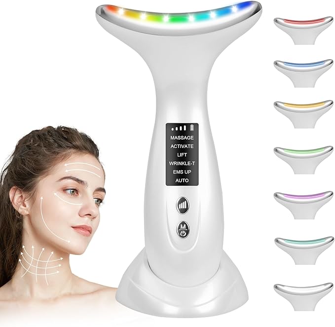 AOGOE Ansiktsmassageapparat Mot Rynkor - 45°C V Face Beauty Meter 3-i-1 Ansiktsapparat