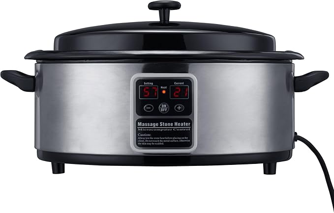 Master Massage Hot Stone värmeapparat med digital kontrollenhet och temperaturvisning inklusive pincett 5,5 liter