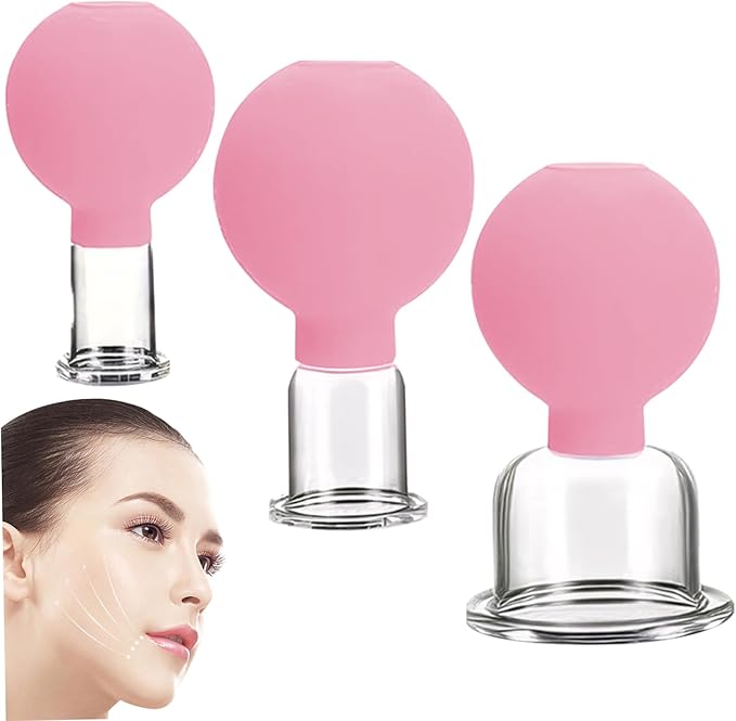 Ansiktskoppning terapi set glas, 3 st ögon ansikte vakuum massage anti-celluliter kopp, 3 storlekar silikon koppning massageterapi för massage – stil 2
