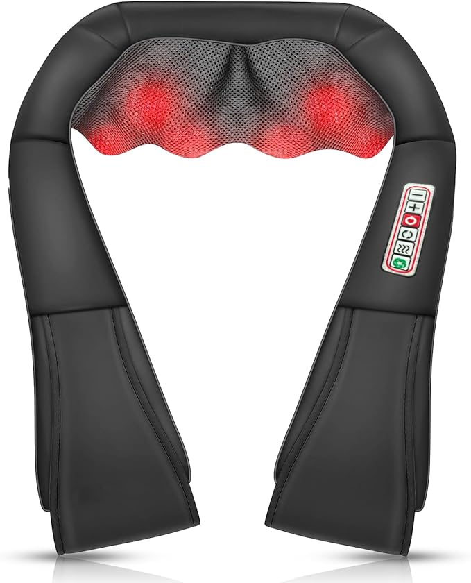 Nackmassager med Värme - Shiatsu-Massager med 3D Massage Djup Vävnad för Nacke, Rygg, Axlar, Ben, Fötter