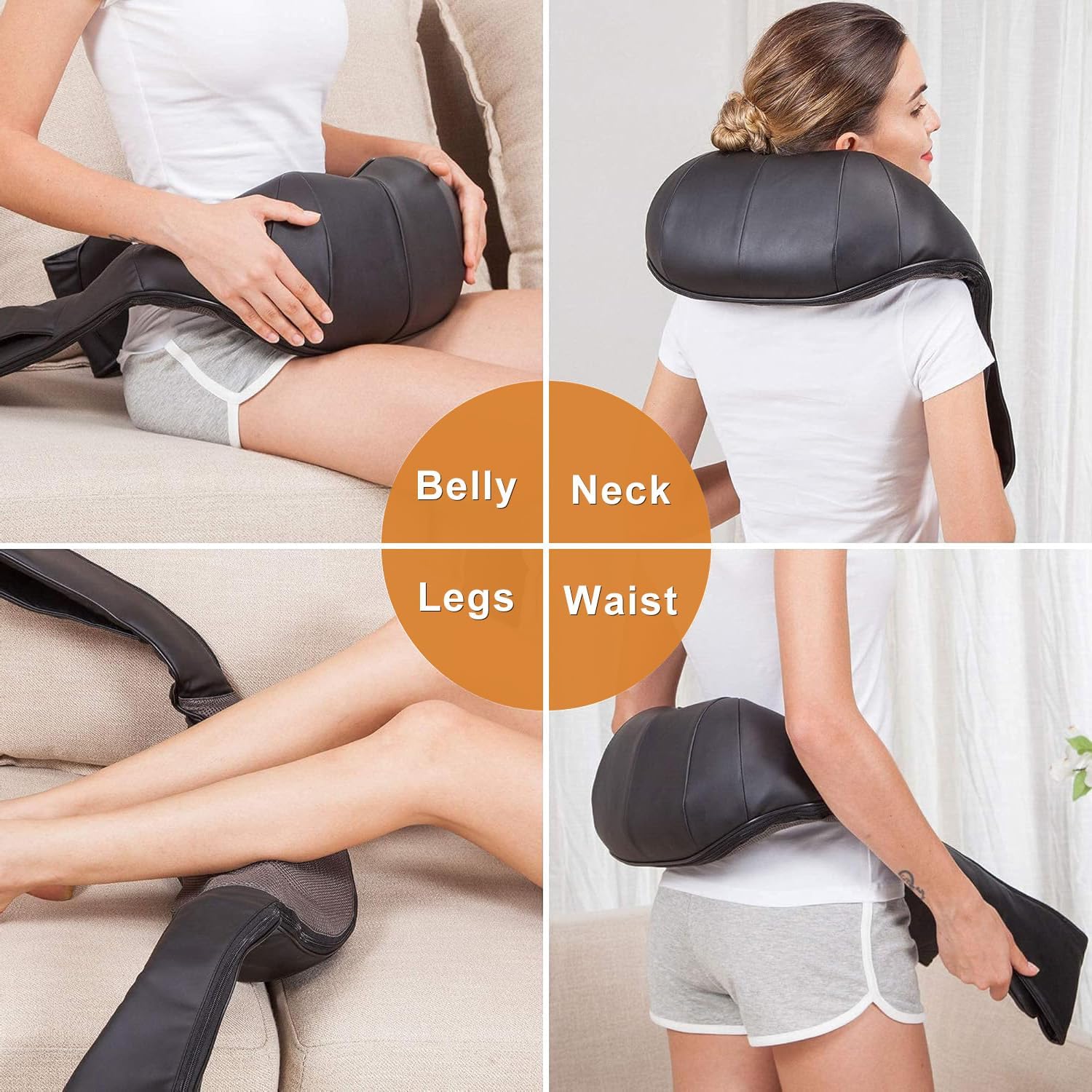 Nackmassager med Värme - Shiatsu-Massager med 3D Massage Djup Vävnad för Nacke, Rygg, Axlar, Ben, Fötter