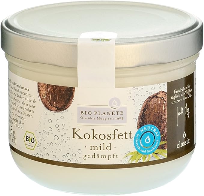 BIO PLANET Ekologiskt Kokosfett Mild 400ml - Ångdämpat Kokosolja för Matlagning