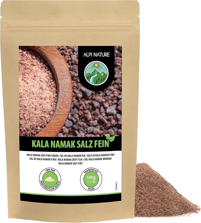 Alpi Nature Kala Namak salt fint (500 g), Kala Namak stensalt, känt som svart salt